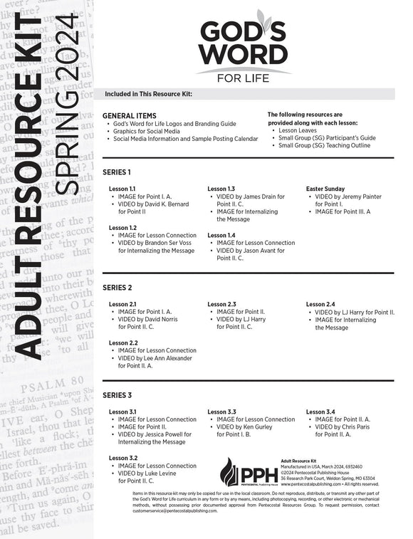 Adult Resource Kit (Digital) Spring 2024 - Pentecostal Publishing House