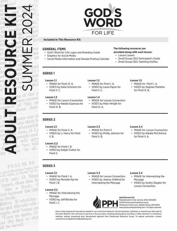 Adult Resource Kit  (Digital) Summer 2024 - Pentecostal Publishing House