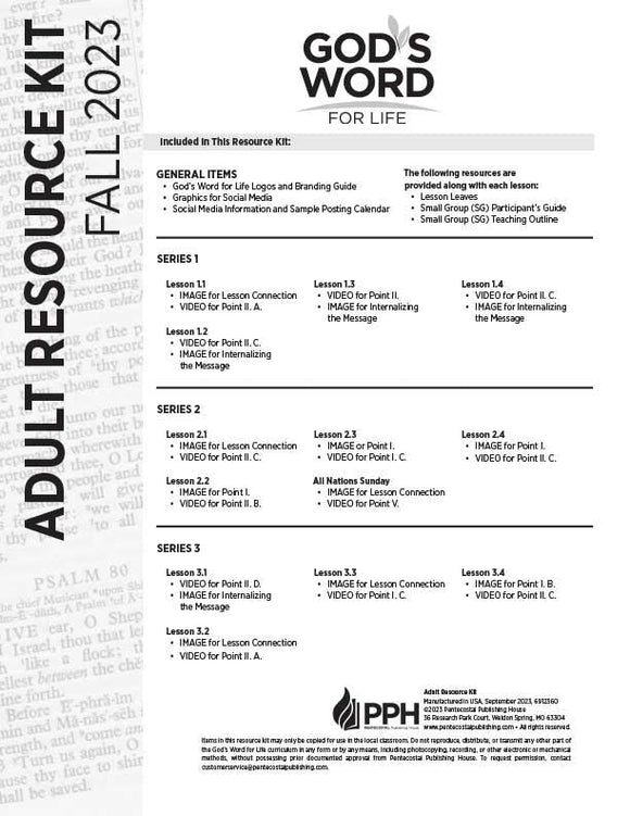 Adult Resource Kit (Digital) Fall 2023 - Pentecostal Publishing House